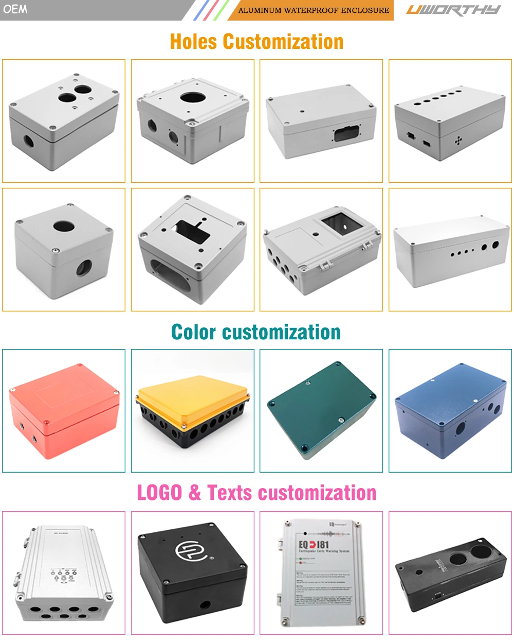 200X130X78 mm Waterproof IP65 Hot Sale Black Aluminum Electronic Enclosure Junction Box