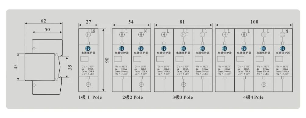 Surge Protector Device Power Source Arrester Surge Protection Appliance AC 385V Surge Lightning Protective Device SPD