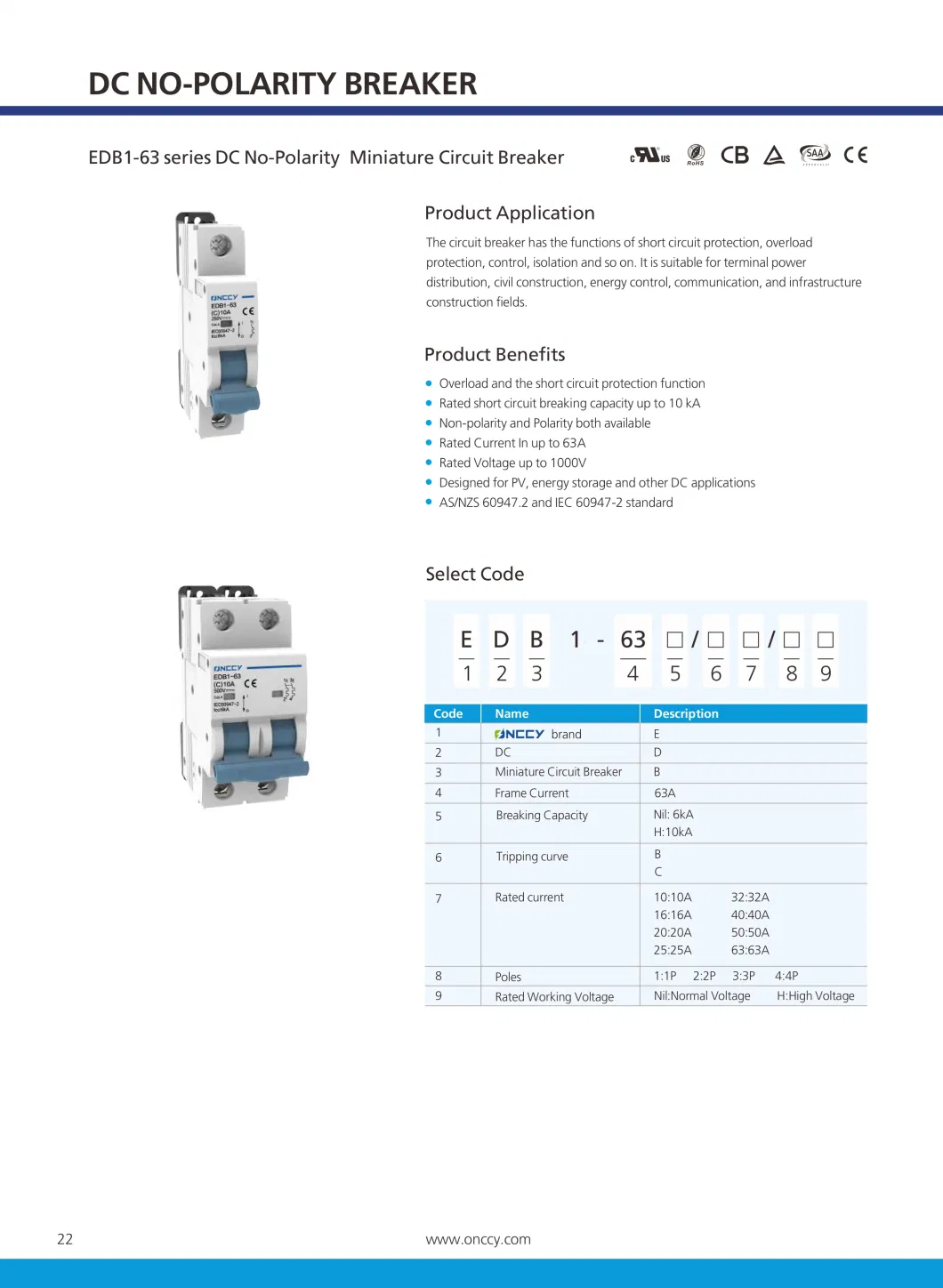 AC DC 1p 2p 3p 4p 10ka Miniature Circuit Breaker MCB