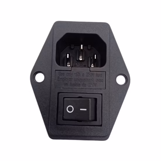 Ene60320 C14 Soquete Masculino com Interruptor Rocker 3 Pinos Parafuso de Montagem Médica Tomada Elétrica 10A 250V Conector PDU