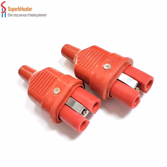 Plugue elétrico de alta temperatura, plugue aquecedor cerâmico vermelho, plugue industrial